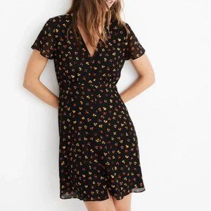 Madewell Silk Button-Front Swing Dress in Feline Floral Size 6
